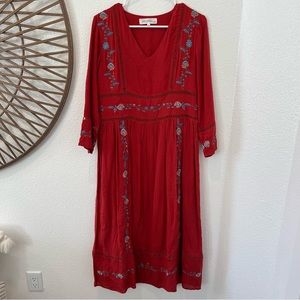 Red Embroidered Dress